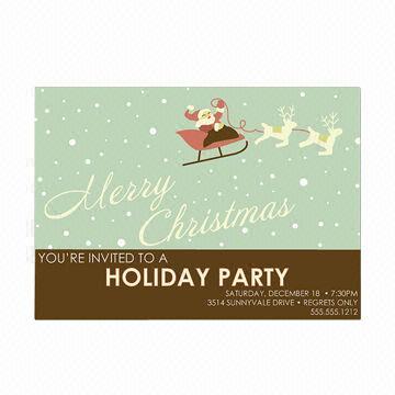 Christmas Eve Party Invitation Card with C1S Art Paper, Customized Designs are Welcome