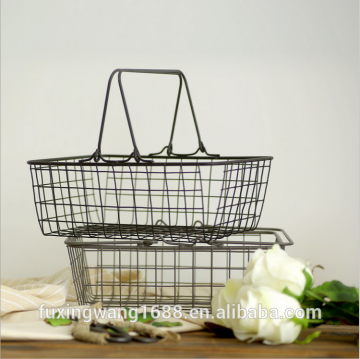 Square Iron Wire Net Dry Flower Food Storage Basket Multifuction Iron Craft Home Store Decoration Photo Prop Goods