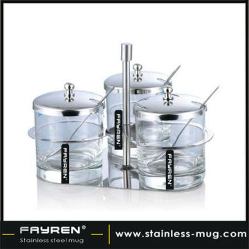 Stainless steel and glass seasoning cans