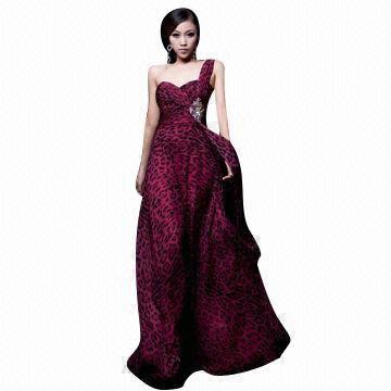 Leopard Grain Single Shoulder Inclined Star Evening Dress