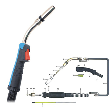 UWELD 40KD MIG Welding Torch 3M CO2 Air Cooled Welding Gun 300A
