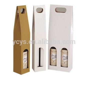 Simple and clean design, kraft paper box, single wine box with die-cut handle