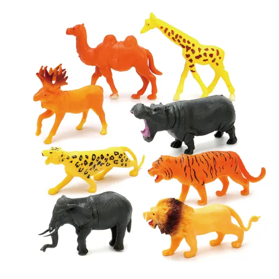 8 Pieces Ferocious Simulation Custom Soft Rubber Wild Animals Toys