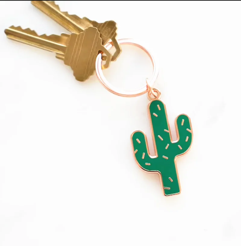 Free Design Logo Custom Metal Enamel Keychain Plant