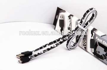 2015 new design new arrival micro usb 2.4A flat cable with camo Pattern