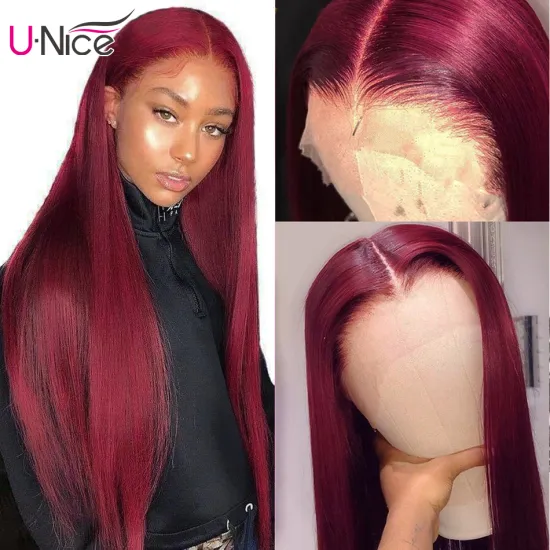 Burgundy Lace Front Wig Human Hair Wigs 150% Density Pre Plucked 99J Lace Front Human Hair Wigs