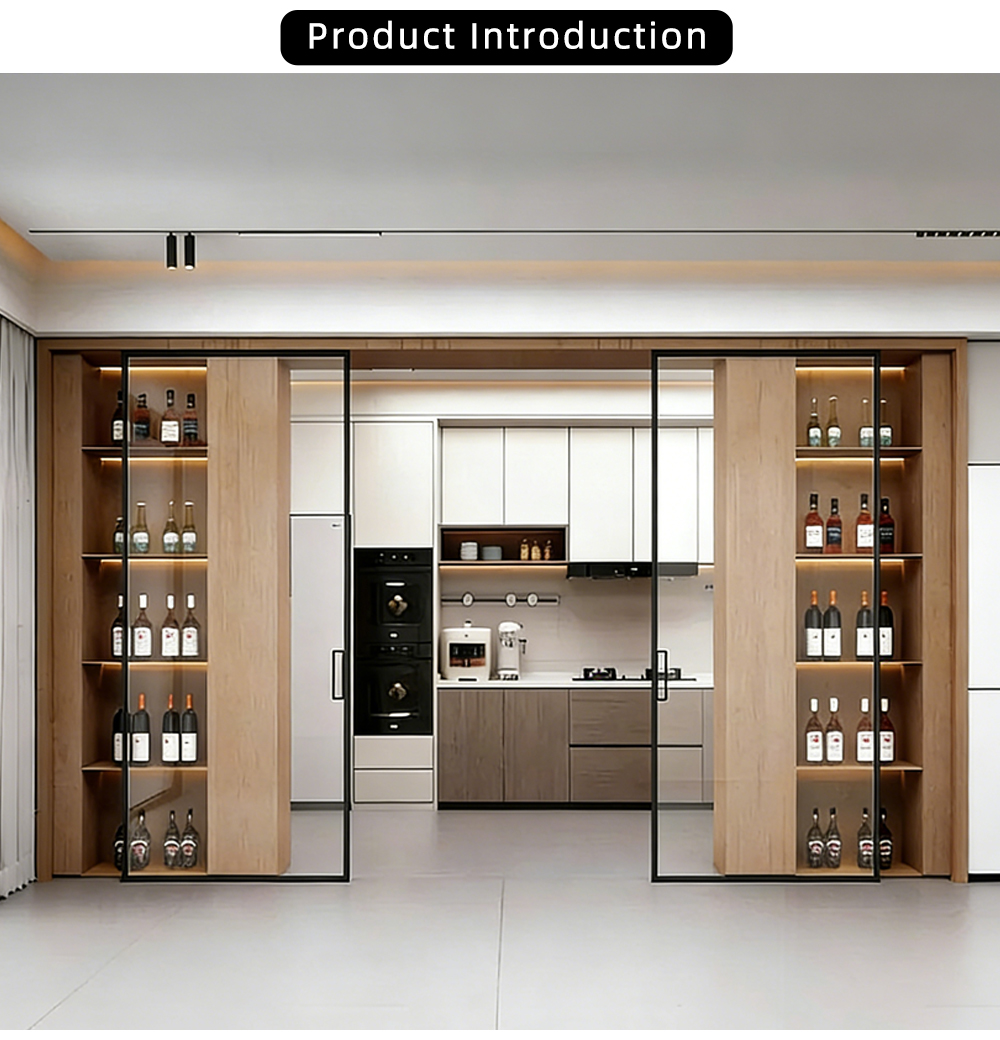 Black Frame Wine Storage Sliding Door YJ-R007 X
