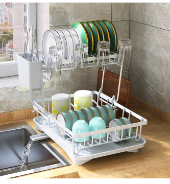 2-Tier Steel Drain Storage Shelf for Kitchen Countertop