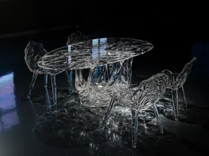 Oval Transparent Four Seas Crystal Dining Table