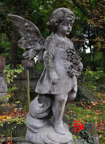 Standing angel gravestone