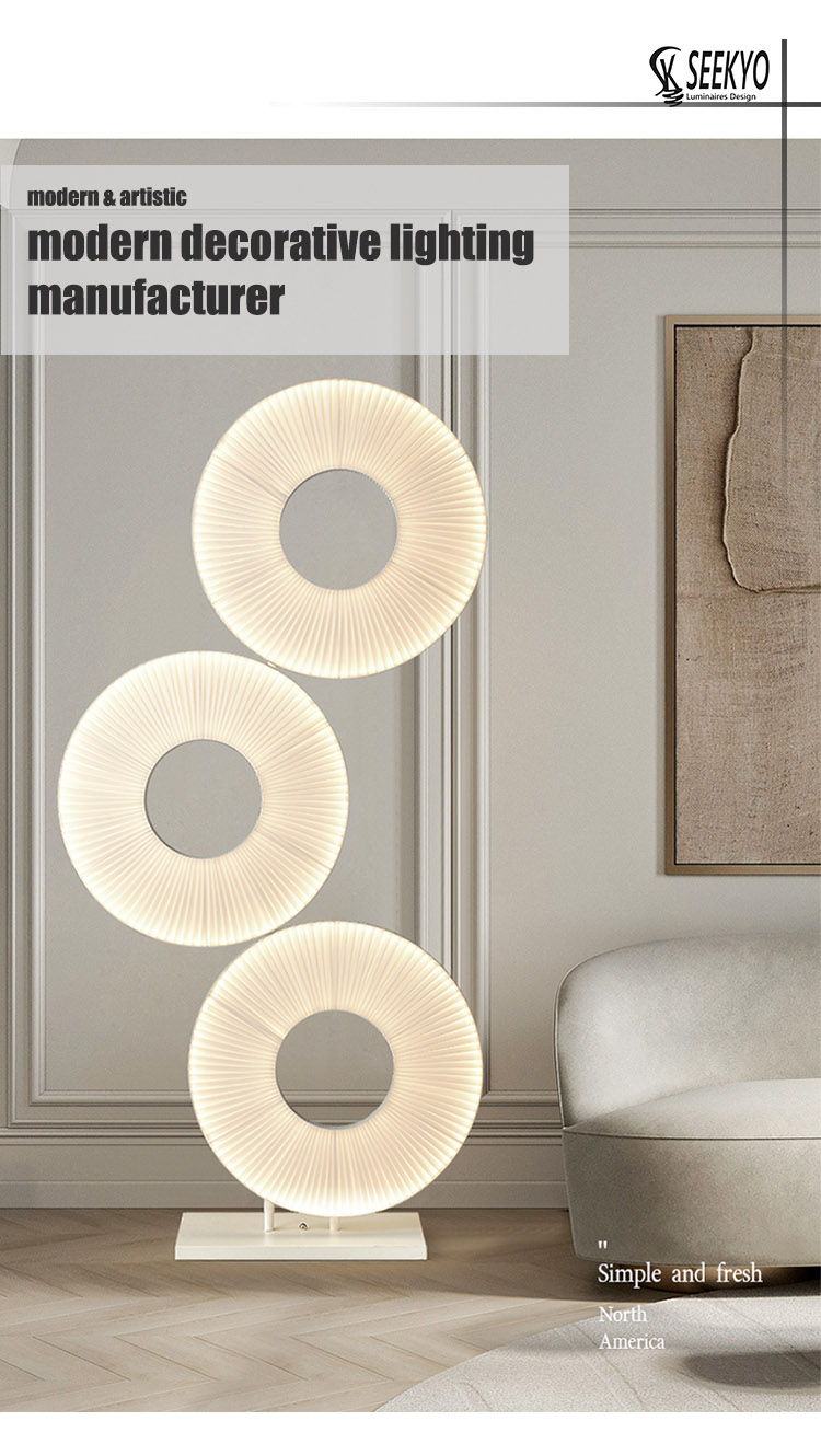 The fabric decor ring LED floor lamp is a modern and stylish lighting option for any space. 