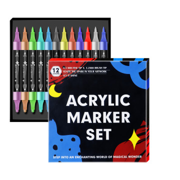 24 Colors Dual Tip Acrylic Paint Pens for Wood Canvas Stone Rock Painting