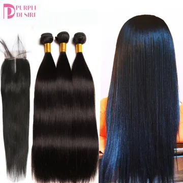 Luxefame Straight Peruvian Hair Bundle With ClosureVirgin Human Hair Bundles With Closure Human Hair Weave Bundle With Closure