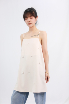 Light Pink Suspender Pearl Dress