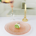 Wedding Decorative Pink Colored Embossed Glass Charger Plate