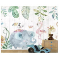 beibehang Custom hand-painted forest animals wood grain wood children's room TV sofa background wall painting wallpaper be'hang