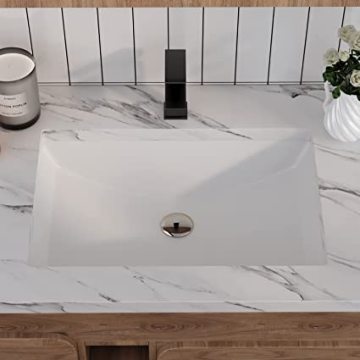 حوض الحمام الأبيض الخزفي الأبيض 18 × 12 مع فائض في التدفق