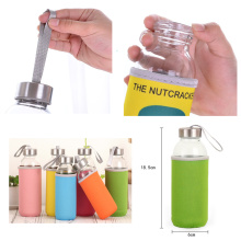 420ml glass water bottle with lid