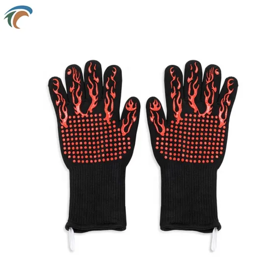 1472 Fahrenheit degree Heat Resistant Gloves Fireproof Silicone Bbq Gloves For Cooking