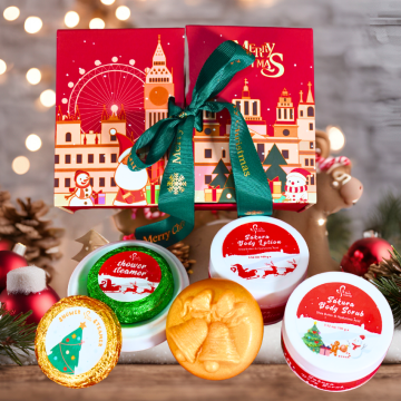 OEM Christmas Bath Gift Set: Jasmine Scent Soap, Lotion, Scrub & Shower Steamers