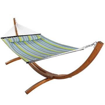 Double Hammock with wood Stand Two Person Adjustable