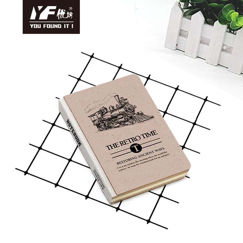 Caderno de capa dura de estacionamento de estilo de tempo retro personalizado com diário de papel de coluna vertebral de pano
