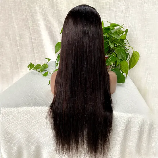 China Natural Color Long Swiss Lace Straight Hair Wig For Black Women 100% Raw Indian Human Hair Lace Front Wig