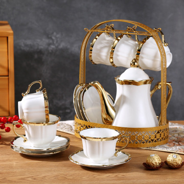 Luxury Golden Rim Ceramic Tea Set - Perfect for Home and Restaurants