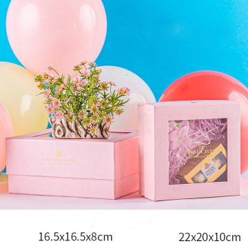 Caixa de presente de porta de casamento rosa clara personalizada