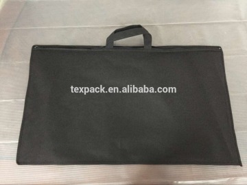 Eco-friendly black non woven plastic storage bag zipper on top