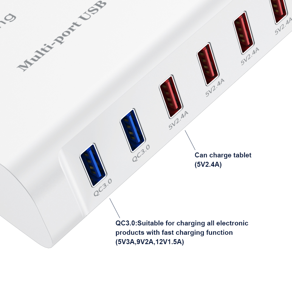 USB QC3.0 Multi Charger Station 6ports