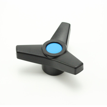 Hot Selling Black Plastic Triangle Arm Knob with Metal Insert Through Hole