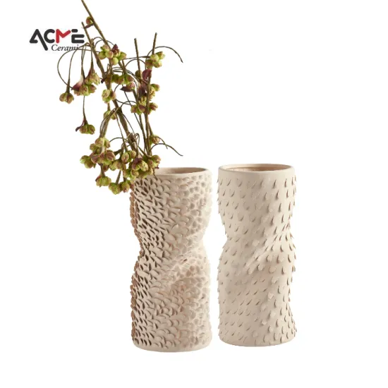 Modern Nordic Boho Style Handmade Ceramic Vase: Perfect Table Decor with Pampas for Home