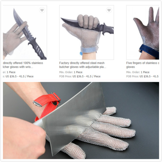 Cut Resistant Stainless Steel Mesh Glove Food Grade Eva Strap