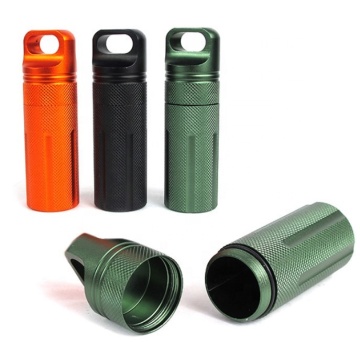 Waterproof Aluminum Alloy Portable EDC Survival Pill Container with Keychain