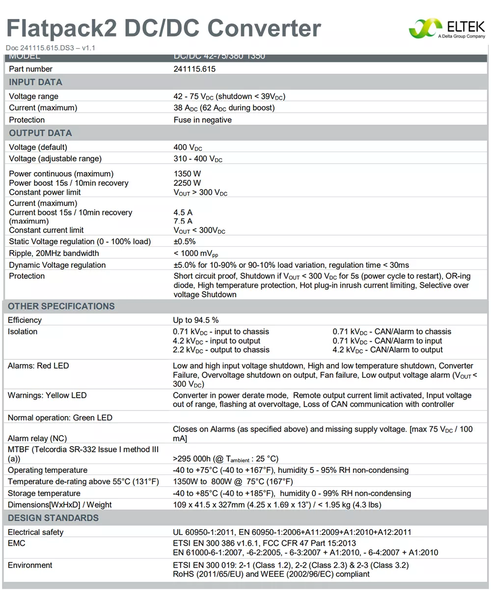 Eltek Rectifier Module Flatpack2 48/3000 He Telecom Power Supply 241119 ...