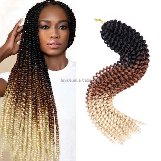 New Ombre Color Water Wave Twist Crochet Hair 22inch 32 Strands Synthetic Passion Twist Crochet Braids Hair Extension Attachment