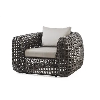 High Quality Patio Outdoor Wicker Rattan Sofa and Chair Set with Garden Cushions
