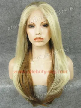 Blonde & Brown Long Straight Synthetic Lace Front Wig