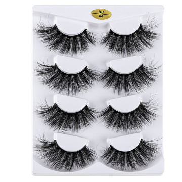 4 pairs of 8D25mm artificial mink false eyelashes natural small bunch fluffy eyelashes manual eyelash extension tool