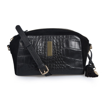 Small Women Crossbody Purses Adjustable Black Crocodile Bags