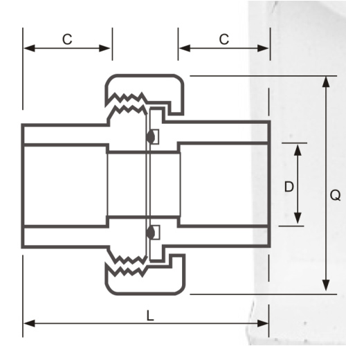 Din Pn10 Pasokan Air Upvc Union Warna Putih