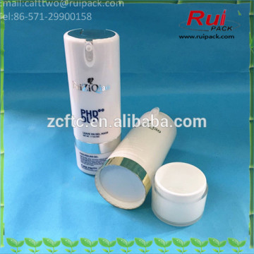 New! 50ml acrylic airless bottle with 30g cream jar in combination packages, white double layers round acrylic airless bottles