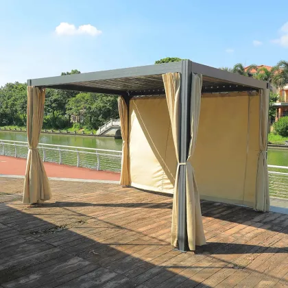 Waterproof Aluminum Gazebo with Louvres and Remote Control Pergola for Patio and Garden