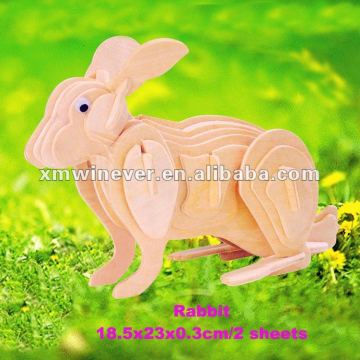 3D Wood animal Puzzle,rabbit,2 sheet