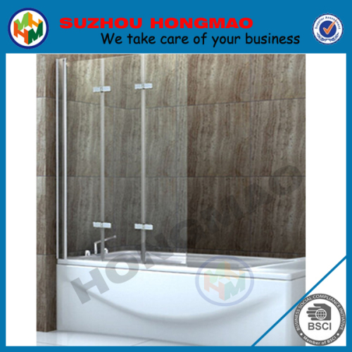 3 glass panels hinged bifold doors, folding bathtub shower door