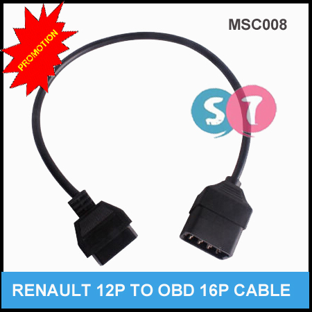 Renault 12 Pin to 16Pin Female Extension Cable Connector Diagnostic Adapter Cable