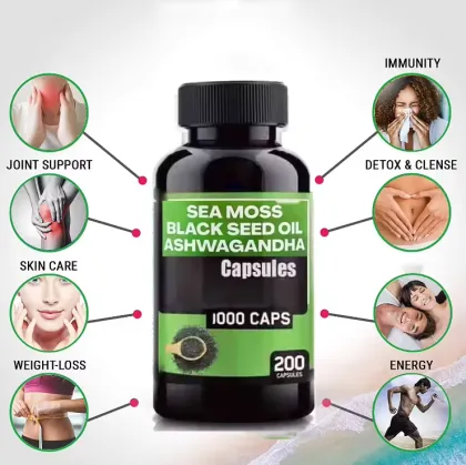 OEM Private Label Sea Moss Capsules with Black Seed Oil Ashwagandha for Immune Support