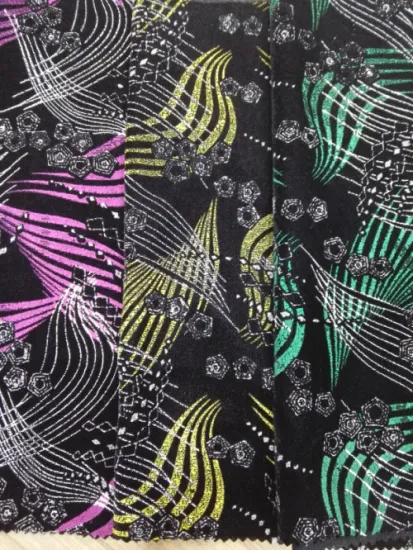 Gold stamping Metallic and coating ks spun Velvet for Warp Knitting Fabric