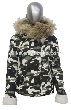 ALIKE women jacket camoflage jacket hoodie winter jacket